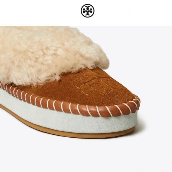 TORY BURCH Toasted Caramel Shearling Slippers NEW! Size 9.5 - Picture 8 of 12